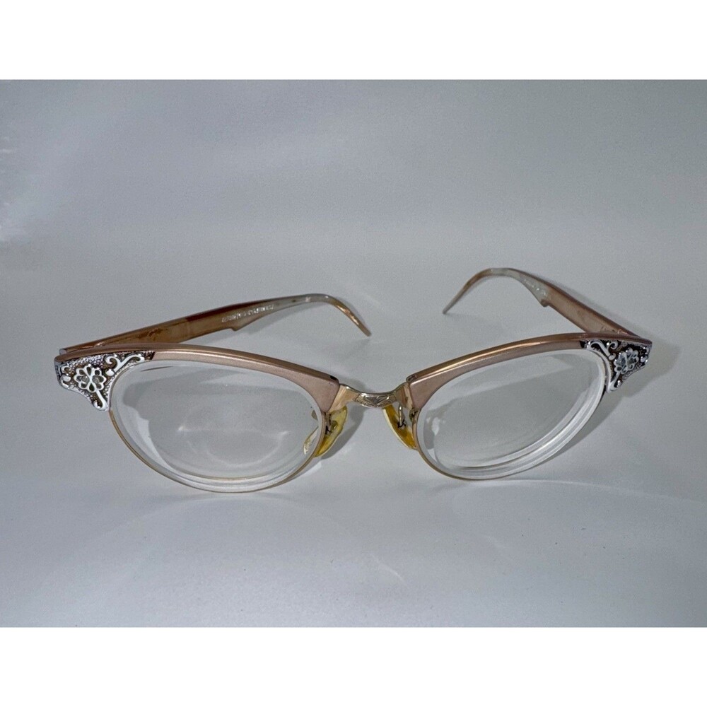 ArtCraft Vintage Eyeglasses Aluminum 1950s Champagne Silver Colors 12k GF 6”